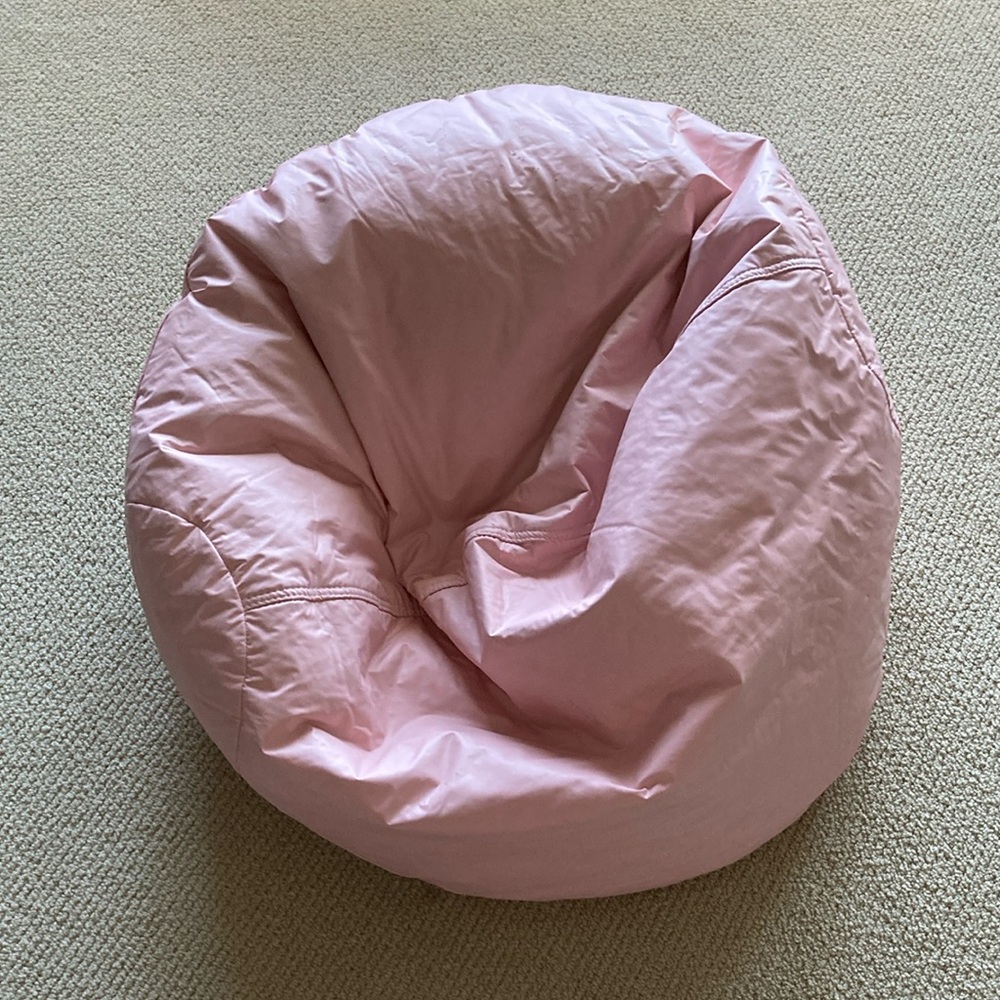 Kids’ Vegan Leather Bean Bag Chair Pale Pink Girls Age 5+ GUC FLAWS